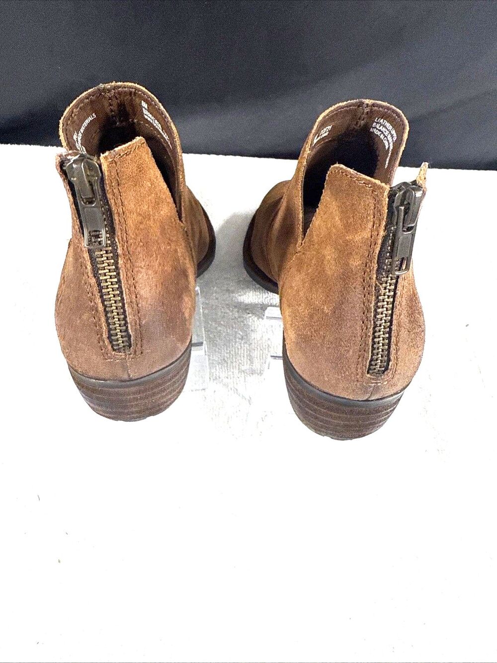 Born Bootie Brown Suede Leather Back Zip Low Cut Ankle Boots sz 8 Preowned - Picture 6 of 8